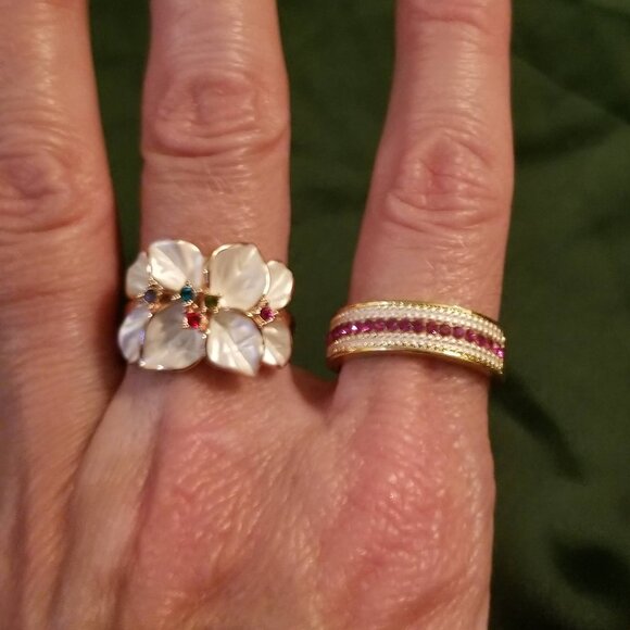Christmas rings! Enamel rings, one sterling silver, NWOT - Picture 2 of 12